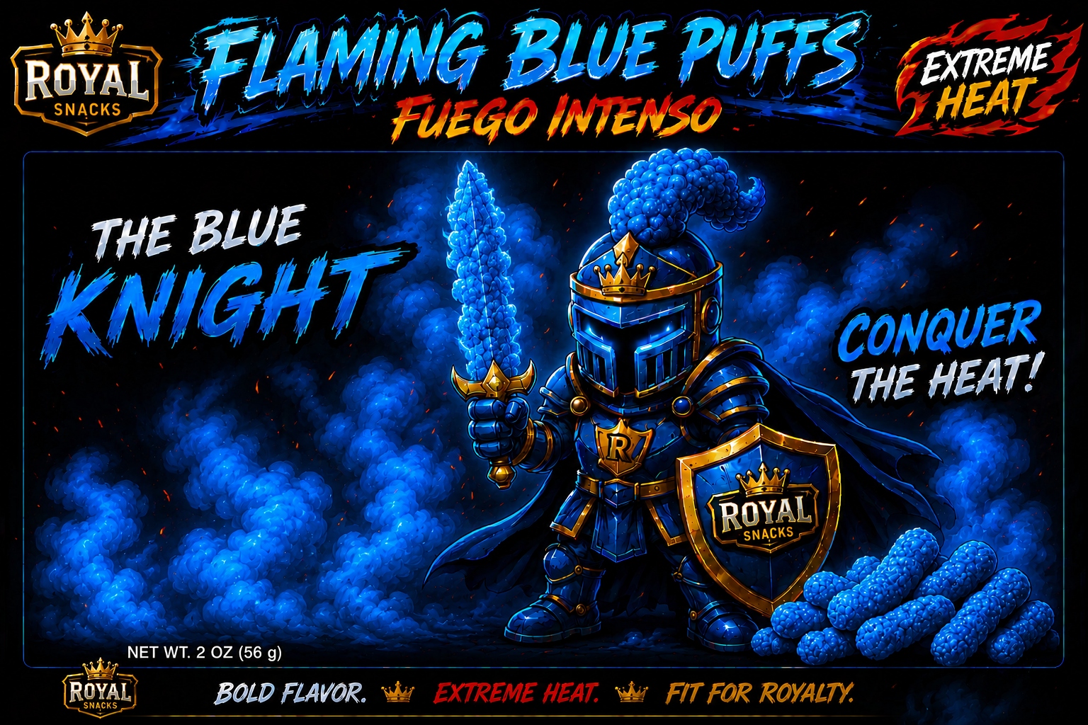 Royal Snacks Blue Knight Flaming Blue Puffs 2oz El Paso TX